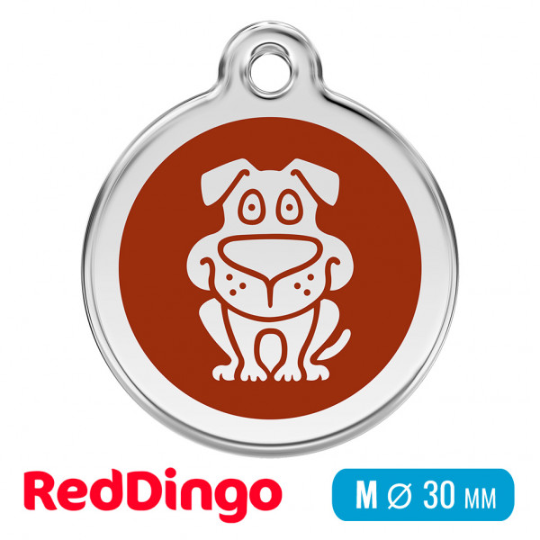 Адресник для собаки Red Dingo средний M коричневый с собачкой 