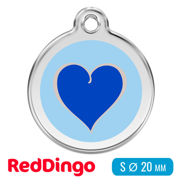 Адресник для собаки Red Dingo малый S голубой с синим сердцем