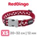 Ошейник для собак Red Dingo красный с белыми горохами 20-32см, 12мм | XS
