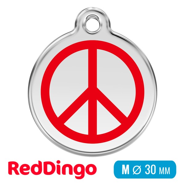 Адресник для собаки Red Dingo средний M красный Peace
