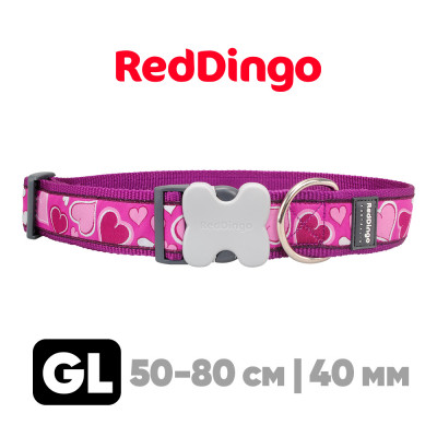 Ошейник для собак Red Dingo сиреневый Breezy Love 40 мм, 50-80 см | GL