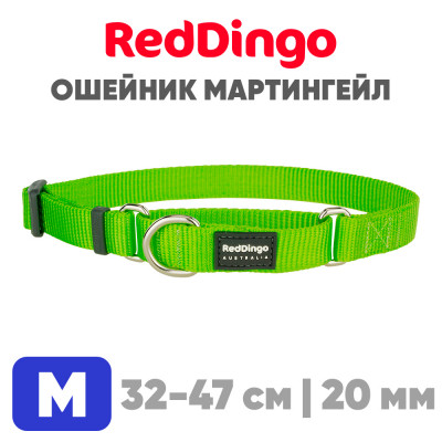 Мартингейл ошейник для собак Red Dingo лайм Plain 32-47 см, 20 мм | M
