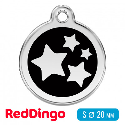 Адресник для собаки Red Dingo малый S черный со звездами