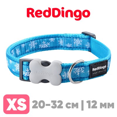 Ошейник для собак Red Dingo лазурный Snow Flake 20-32см, 12мм | XS