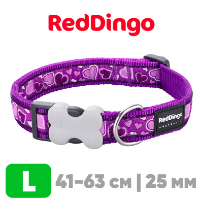 Ошейник для собак Red Dingo сиреневый Breezy Love 41-63 см, 25 мм | L