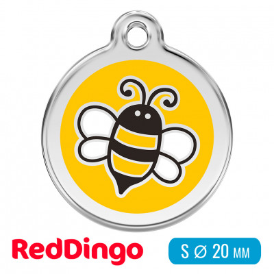 Адресник для собаки Red Dingo малый S желтый с пчелкой