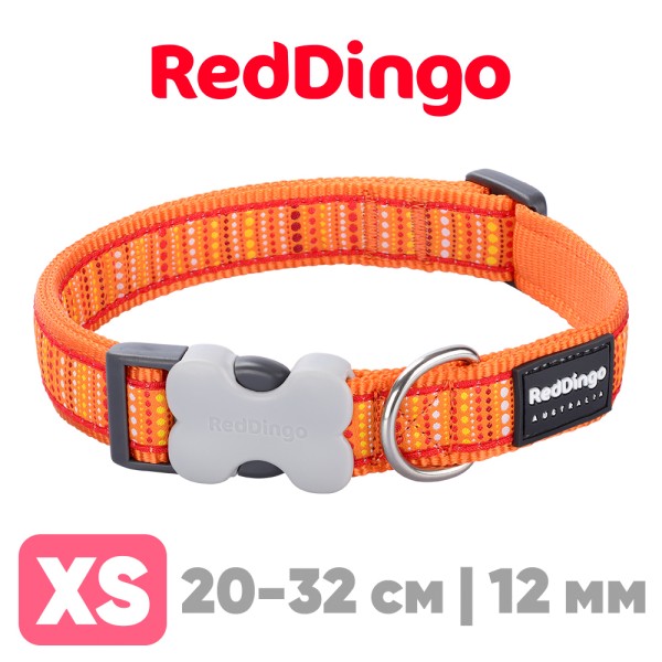Ошейник для собак Red Dingo оранжевый Lotzadotz 20-32см, 12мм | XS