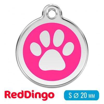 Адресник для собаки Red Dingo малый S ярко-розовый с лапкой