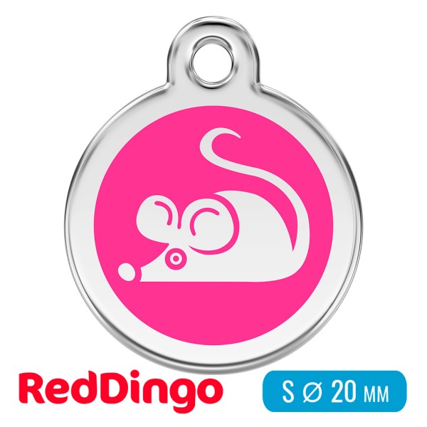 Адресник для собаки Red Dingo малый S ярко-розовый с мышкой