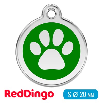 Адресник для собаки Red Dingo малый S зеленый с лапкой