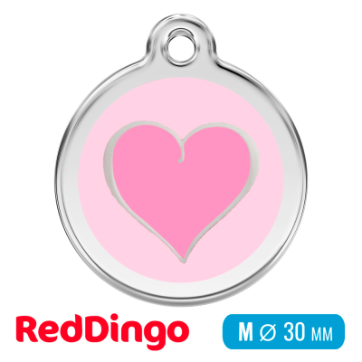 Адресник для собаки Red Dingo средний M розовый с розовым сердцем