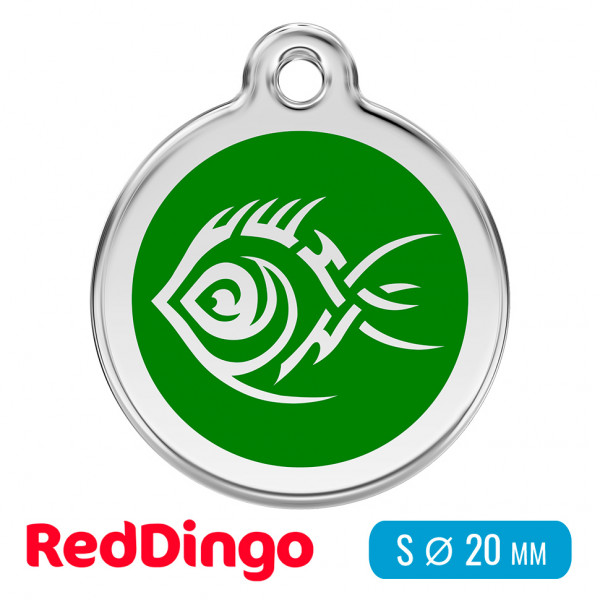 Адресник для собаки Red Dingo малый S зеленый с рыбкой